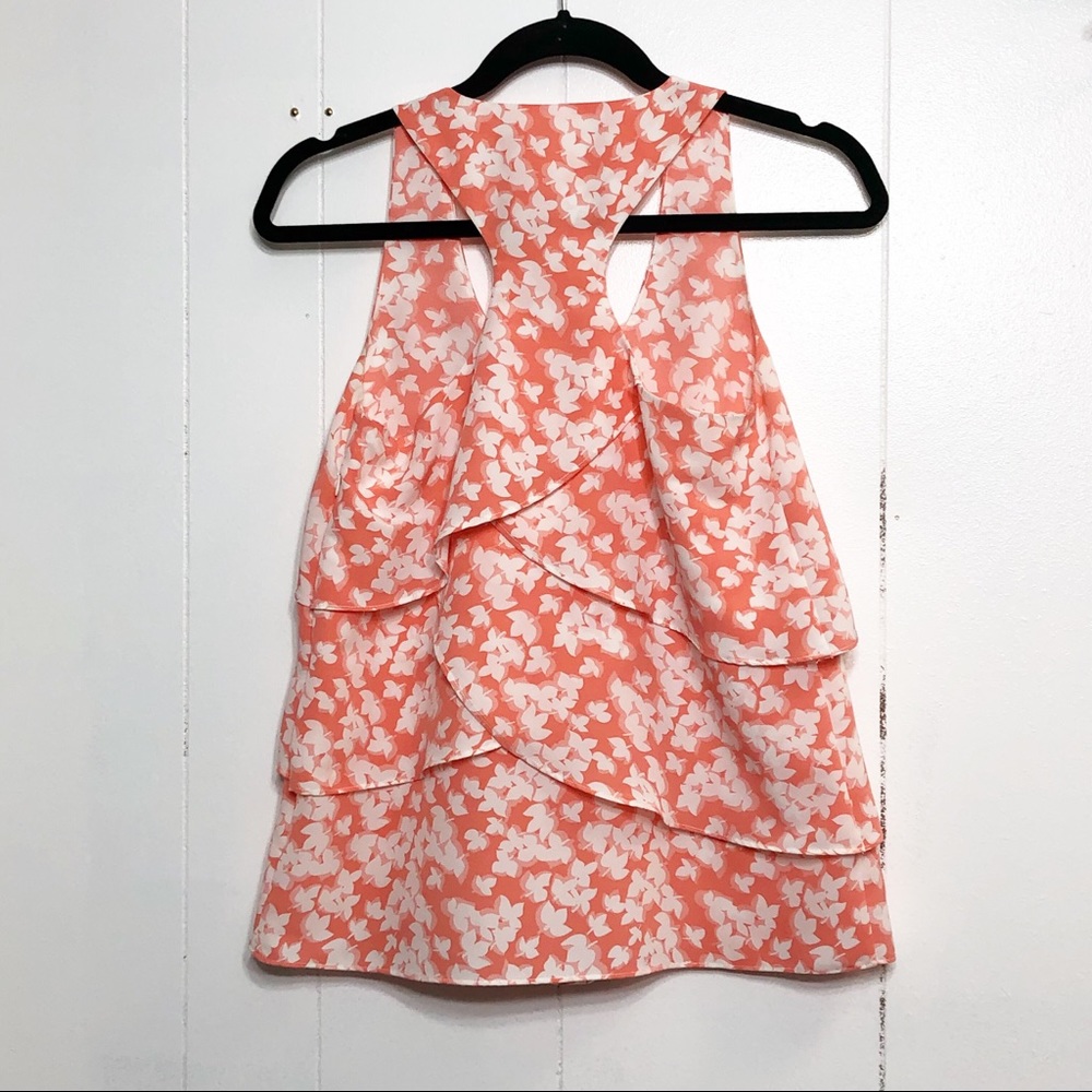 Esmi Peach Pattern Ruffle Racer Back Top - Picture 3 of 5